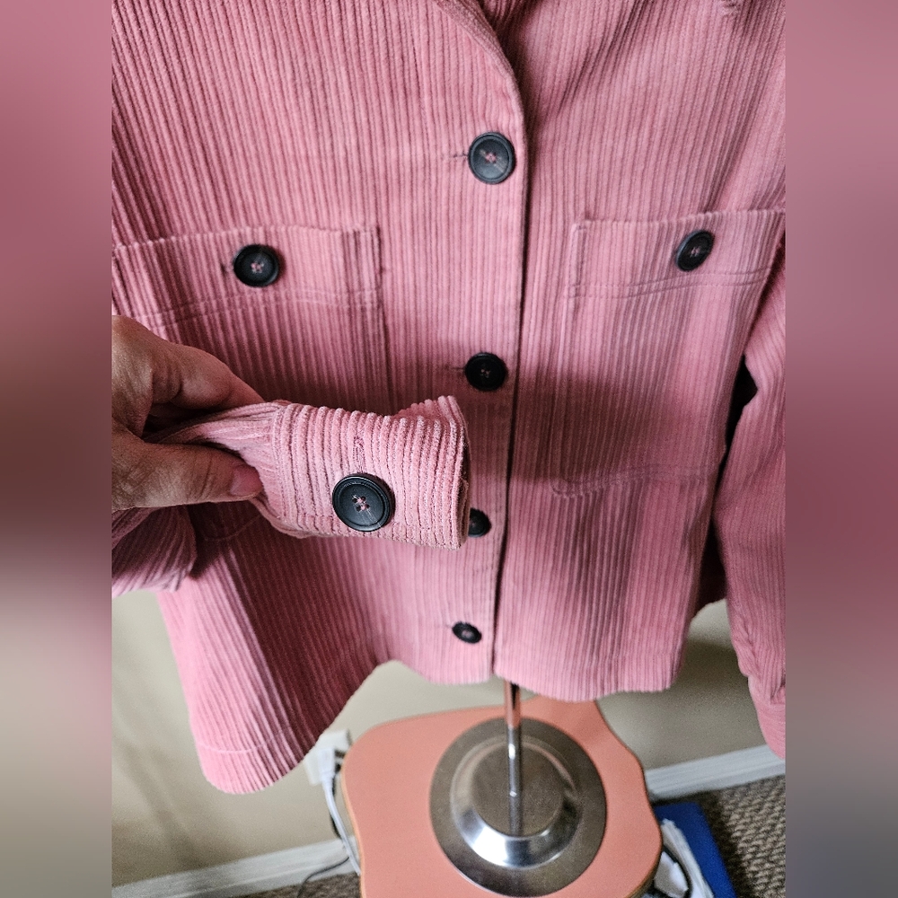 Zara Pink Corduroy Cropped Jacket - Size L - EUC - Picture 2 of 9